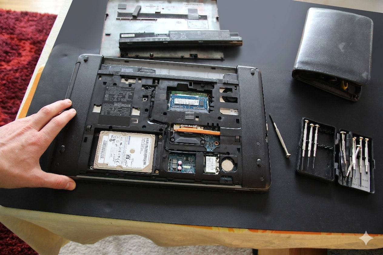 Hardware-Reparatur auf schwarzer Antistatik-Matte – ESD-geschützter Arbeitsplatz von IT-Service Merzhausen